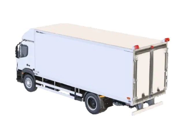 mercedes box truck only the back box with openable back doors - Trucks 3D model, vytvořený pomocí AI
