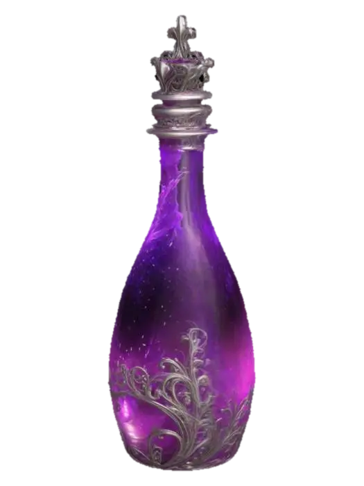 Ultra-realistic 3D render of a magical purple potion in a glass vial. The vial is… - Filigree 3D model, vytvořený pomocí AI