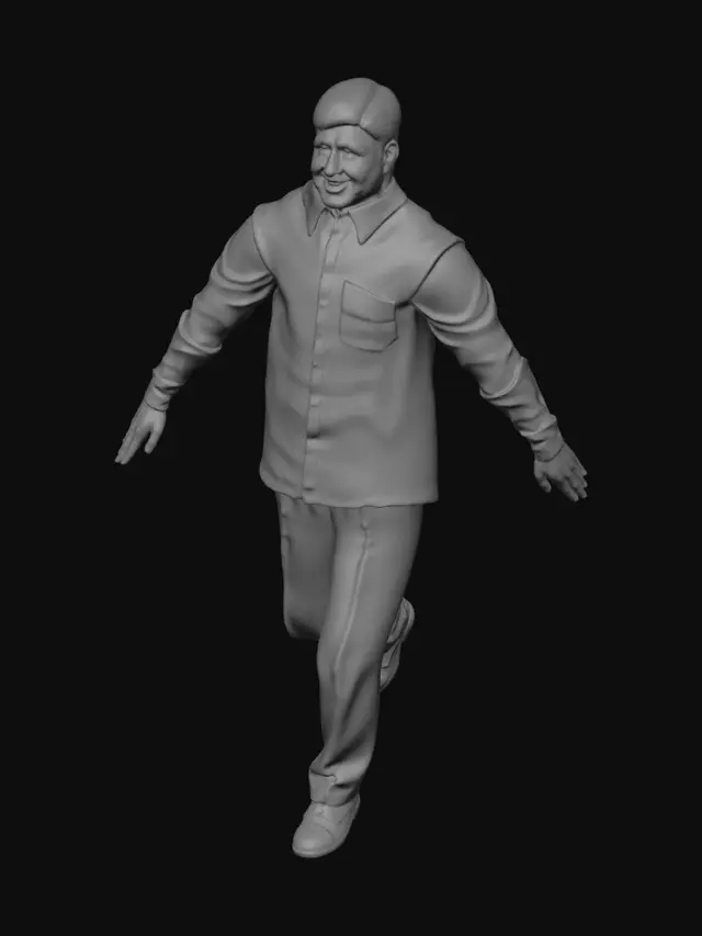 3D model for Beige Attire with Outstretched Arms