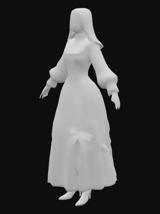 3D model for historical psychological horror-drama film style, 17th century aesthetics, 17th century European fashion, Catherine Willmer as Sister Catherine
