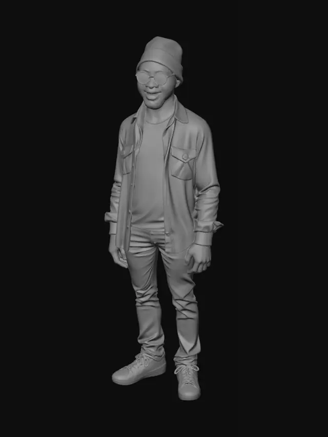 3D model for American drama film style. information age aesthetics, casual digital and network era's urban North Carolina-based hipster fashion, Jason Turner as Lil' Earl