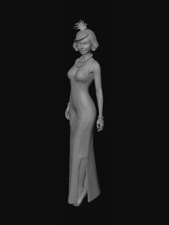 3D model for American pre-Code romance film style, 1930s aesthetics, early-1930s urban american golden thirties fashion, Ara Haswell as Nora