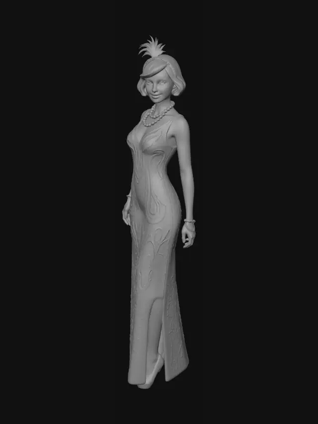 3D model for American pre-Code romance film style, 1930s aesthetics, early-1930s urban american golden thirties fashion, Ara Haswell as Nora