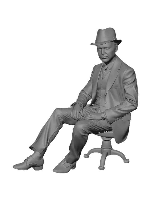 3D model for American silent drama film style, 1910s aesthetics, early-1910s urban American fashion, Harry Hyde as In Audience