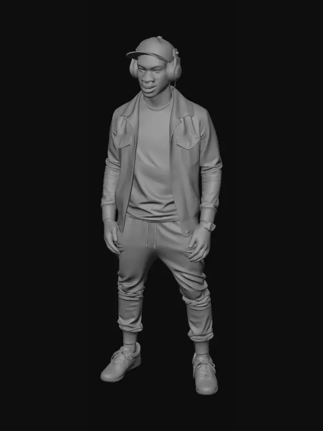 3D model for American action film style, information age aesthetics, casual digital and network era's urban African-American hipster's fashion, Tyrone Evans Clark as Banquet Attendee