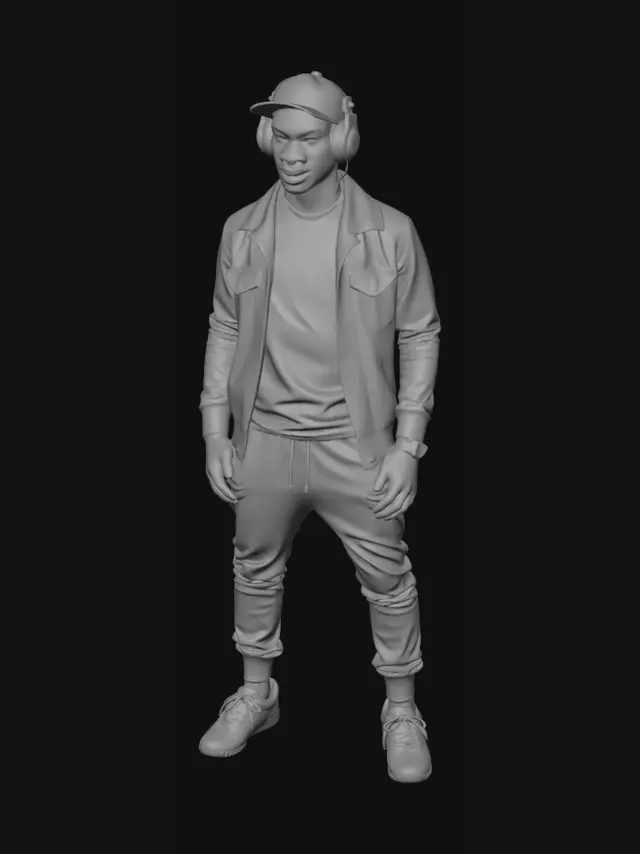 3D model for American action film style, information age aesthetics, casual digital and network era's urban African-American hipster's fashion, Tyrone Evans Clark as Banquet Attendee