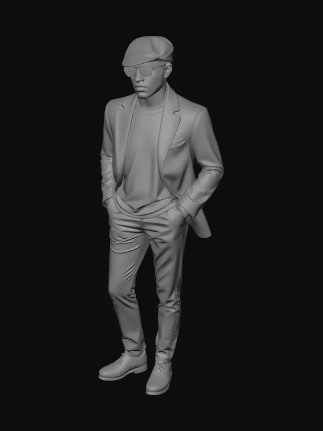 3D model for British television movie style, 1980s aesthetics, casual mid-1980s suburban Northern Irish rude boys fashion, George Shane as Black Taxi Driver