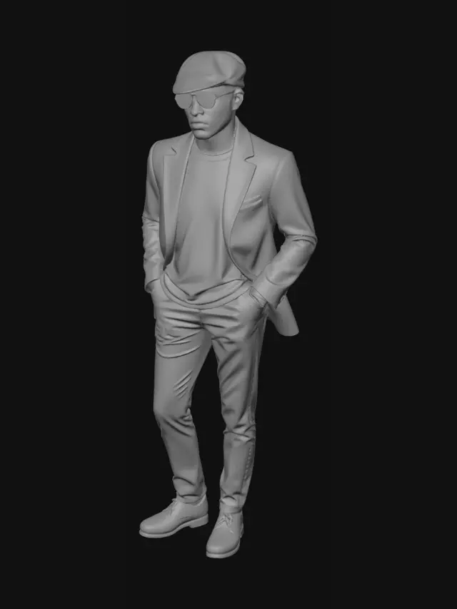 3D model for British television movie style, 1980s aesthetics, casual mid-1980s suburban Northern Irish rude boys fashion, George Shane as Black Taxi Driver