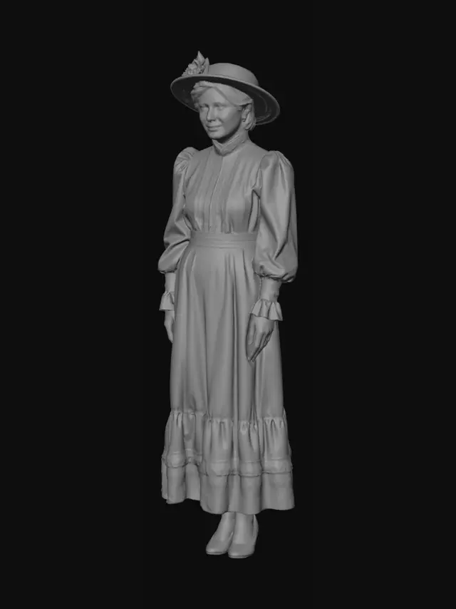 3D model for American silent melodrama film style, 1910s aesthetics, late-1910s rural Illinois fashion, Peggy Worth as Sadie Martin