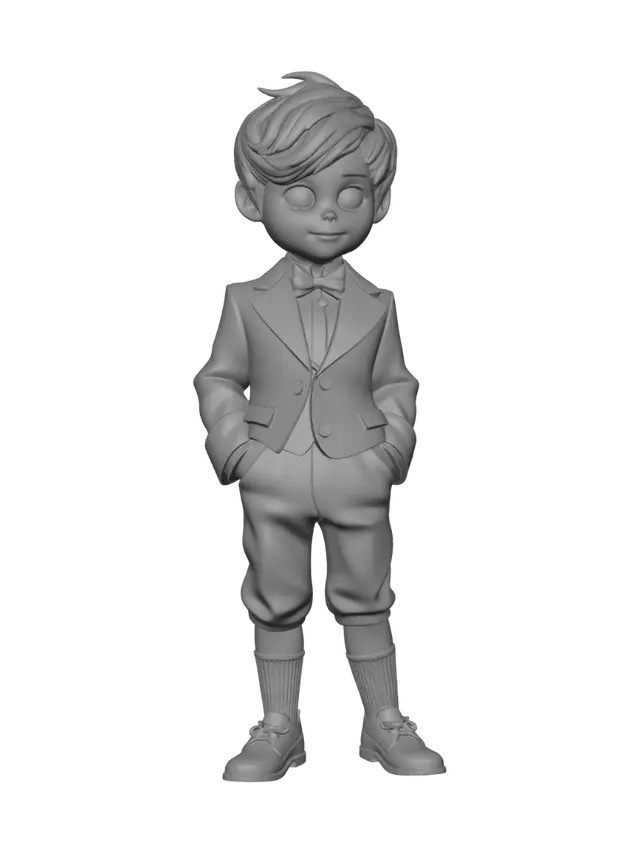 3D model for American silent drama film style, 1900s aesthetics, Progressive era's children's middle-class fashion, Walter Wilkinson as Peter Minton, as a child