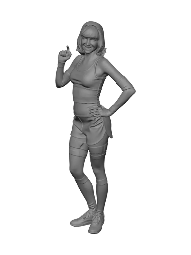 3D model for American made-for-television musical drama film style, 1980s aesthetics, casual suburban American aerobics craze fashion made in 1983, Eileen Collins as Barbara