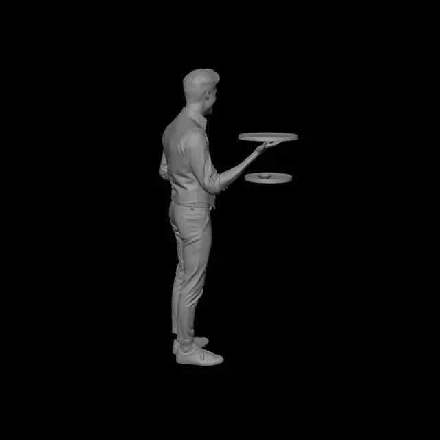 3D model for Italian comedy film style, new millennium aesthetics,  urban Italian y2k fashion made in 2007, Nicola Savino as a waiter