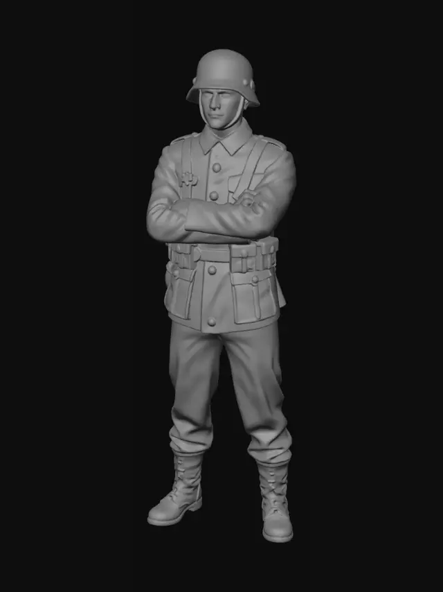 3D model for soldato tedesco seconda guerra mondiale con le braccia incrociate