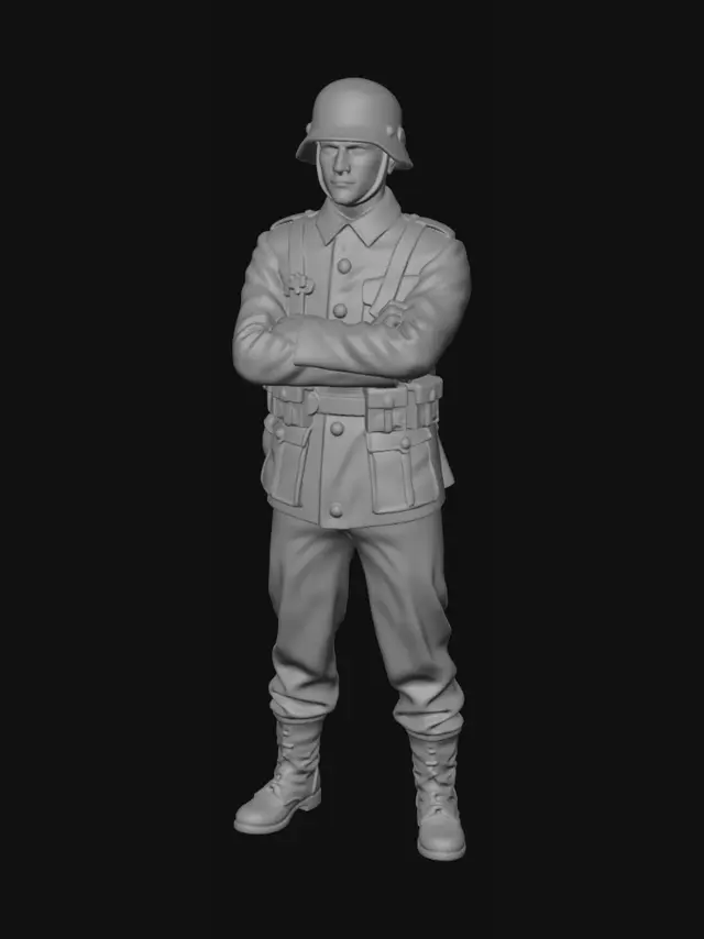 3D model for soldato tedesco seconda guerra mondiale con le braccia incrociate
