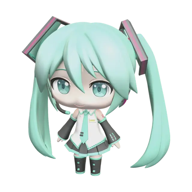 Ornate Chibi Miku - Vocaloid 3D model, AI generated