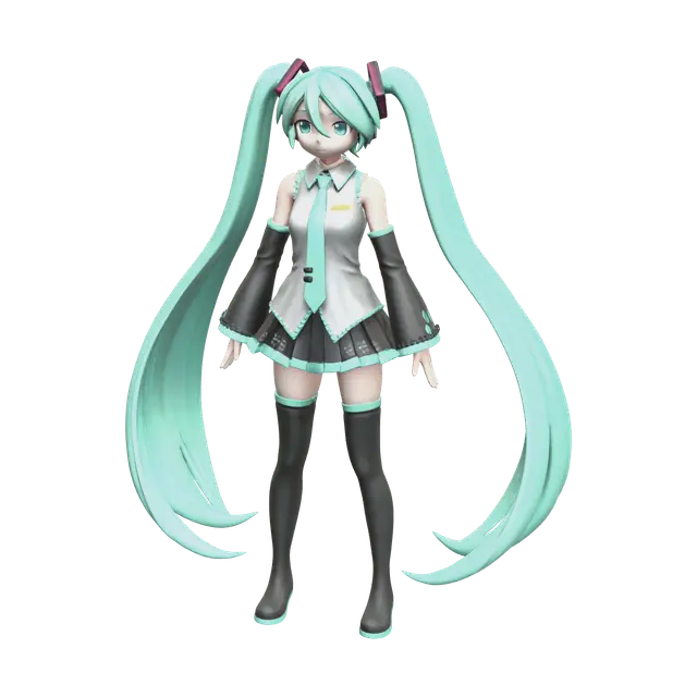 Fantasy Chibi Miku 3D model, vytvořený pomocí AI
