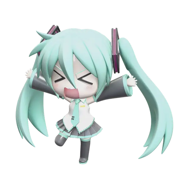 Chibi Miku 3D model, vytvořený pomocí AI