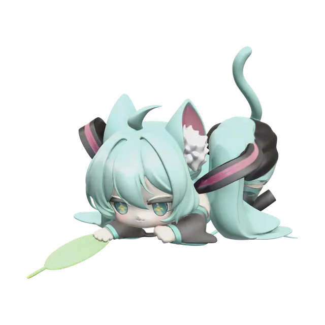 Stylized Chibi Miku 3D model, vytvořený pomocí AI