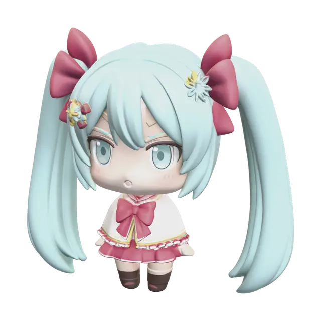Modern Chibi Miku 3D model, vytvořený pomocí AI