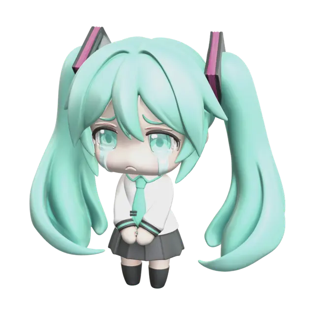 Modern Chibi Miku 3D model, vytvořený pomocí AI
