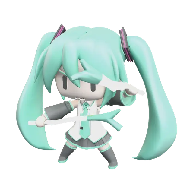 Chibi Miku 3D model, vytvořený pomocí AI