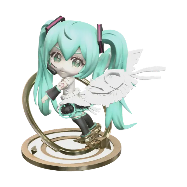 Weathered Chibi Miku 3D model, vytvořený pomocí AI