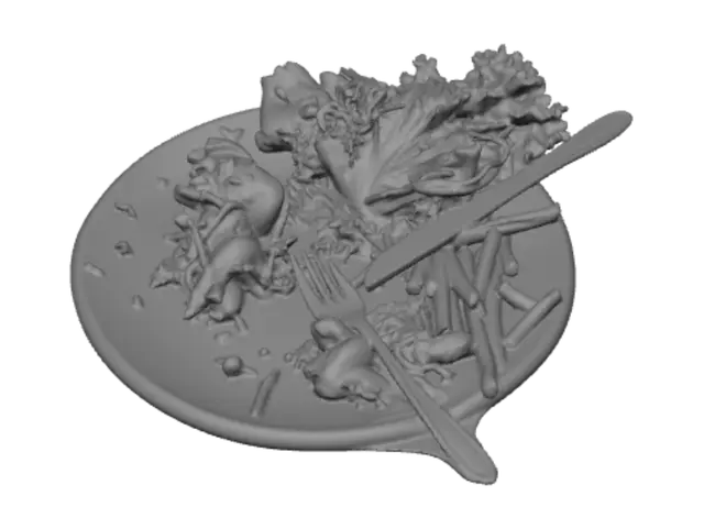 3D model for Leftover Plate: Chicken, Salad and Fries