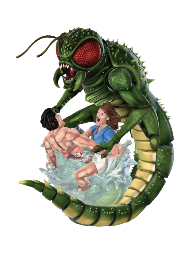 Emerald Behemoth vs Lovers in Peril - 80s 3D model, vytvořený pomocí AI