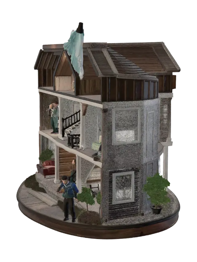 3D-модель Cross-Section of a Dollhouse - Interiors, згенерована ШІ