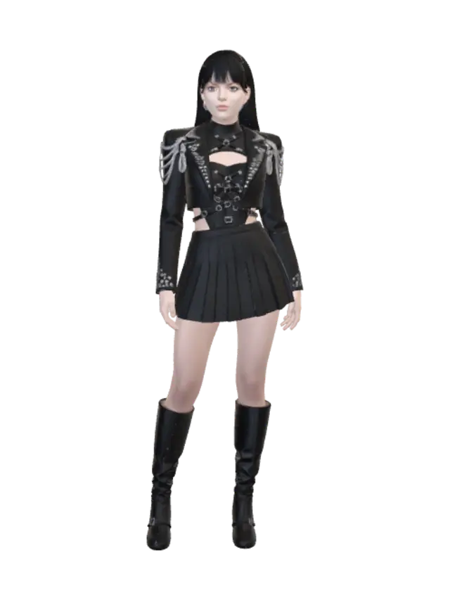 Noir Empress with Crystal Chains - Veiled 3D model, vytvořený pomocí AI
