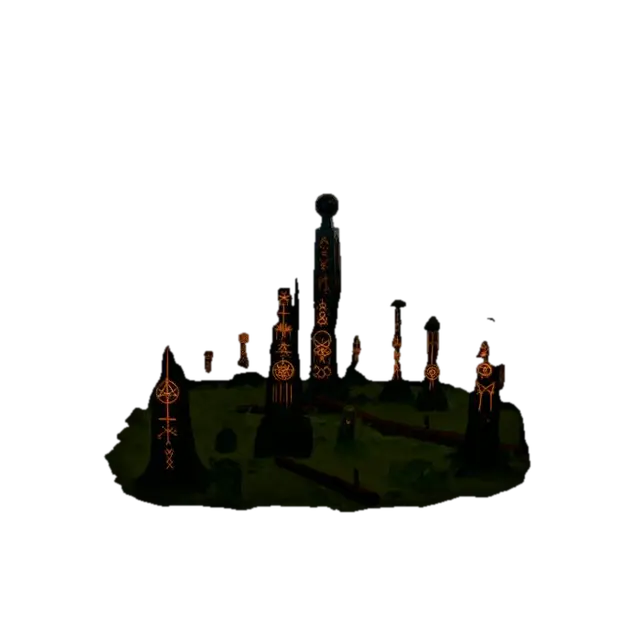 Ember Obelisk Circle - Amulet 3D model, vytvořený pomocí AI