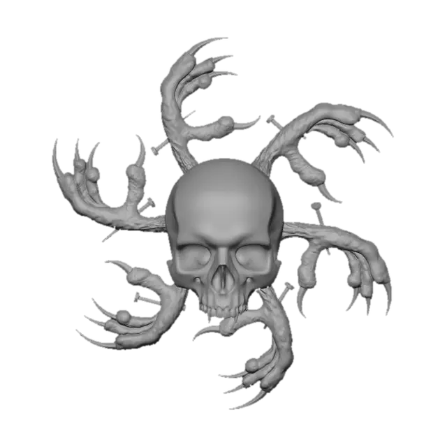 3D model for Chrome Skull with Tentacled Arms