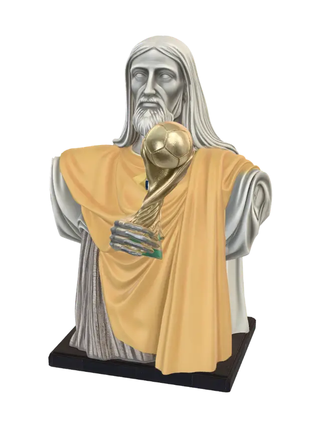 3D model for Cristo Redentor com a camisa da seleçao brasileira, com  a taça de Hexa da copa do mundo.  o morro pão de açucar do estado do Rio de janeiro. #pitchcarnival