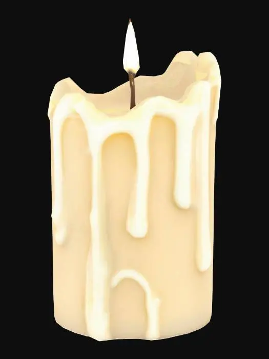 3D model for A white colored candle, high quality, high resolution, high detail, ultra realistic, unlit, melting