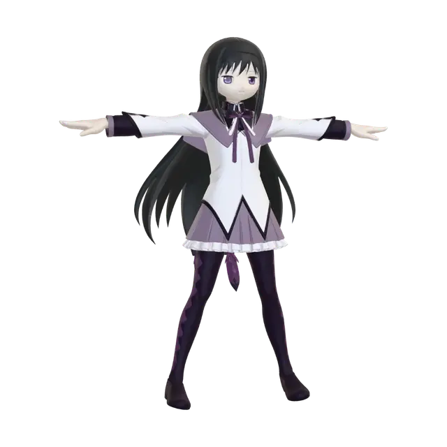 Homura Akemi Magical Girl Figure - Figuremodel 3D-model, gegenereerd door AI