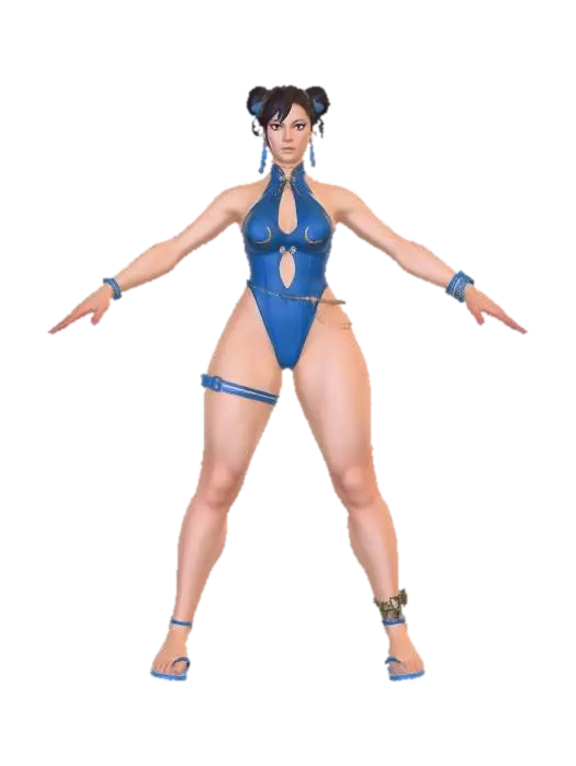Chun-Li (Swimsuit) - Capcom 3D model, vytvořený pomocí AI