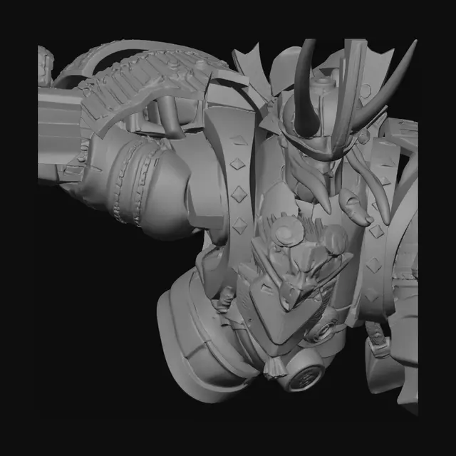 3D model for Crimson Mecha with Golden Blade