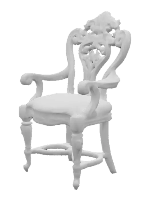 3D model for 一张带有弯曲扶手和天鹅绒坐垫的维多利亚风格木质椅子