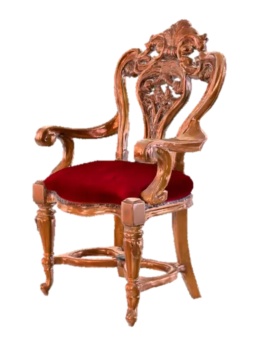 3D model for 一张带有弯曲扶手和天鹅绒坐垫的维多利亚风格木质椅子