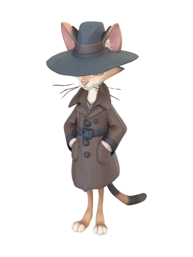 Modello 3D Cat Detective - Humanized, generato dall’IA