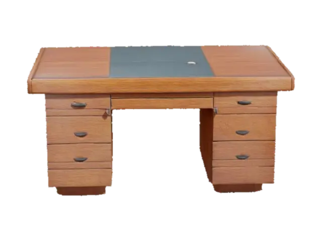 Wooden Office Desk - Workspace 3D model, vytvořený pomocí AI
