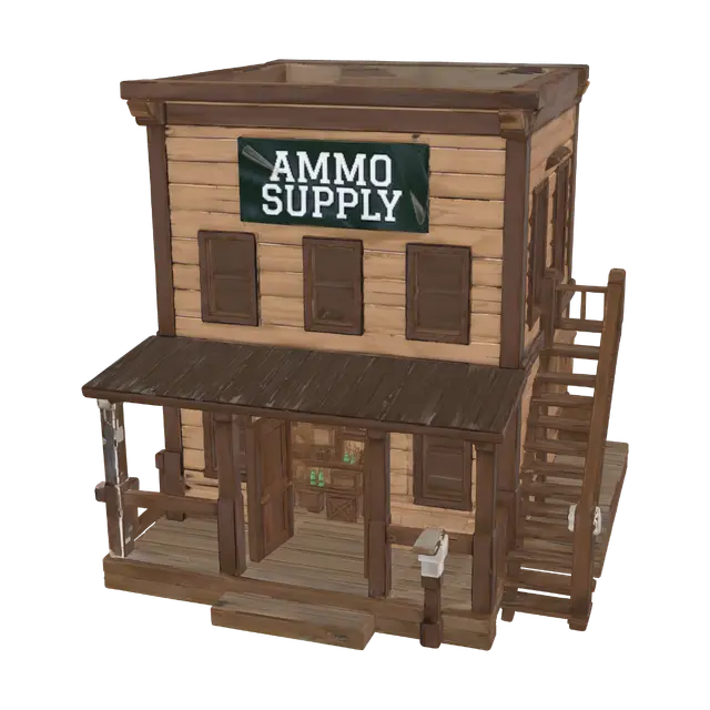 Frontier Ammo Supply 3D model, vytvořený pomocí AI