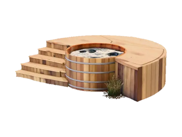 Wooden Hot Tub Retreat 3D model, vytvořený pomocí AI