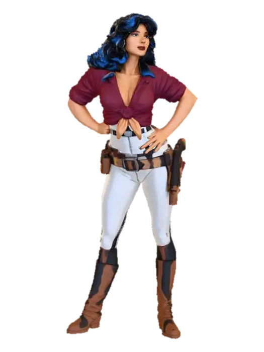 Western Heroine - Wildwest 3D model, vytvořený pomocí AI