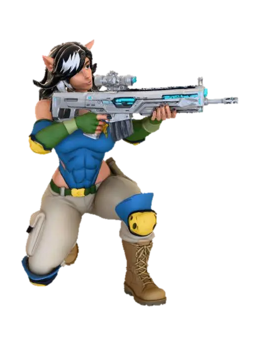 Archer Sentinel Felina - Combatant 3D model, vytvořený pomocí AI