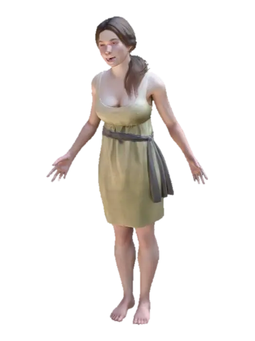 Village Girl in Camp - Scout 3D model, vytvořený pomocí AI