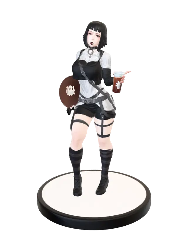 Goth Waitress - colorized - Soda 3D model, vytvořený pomocí AI