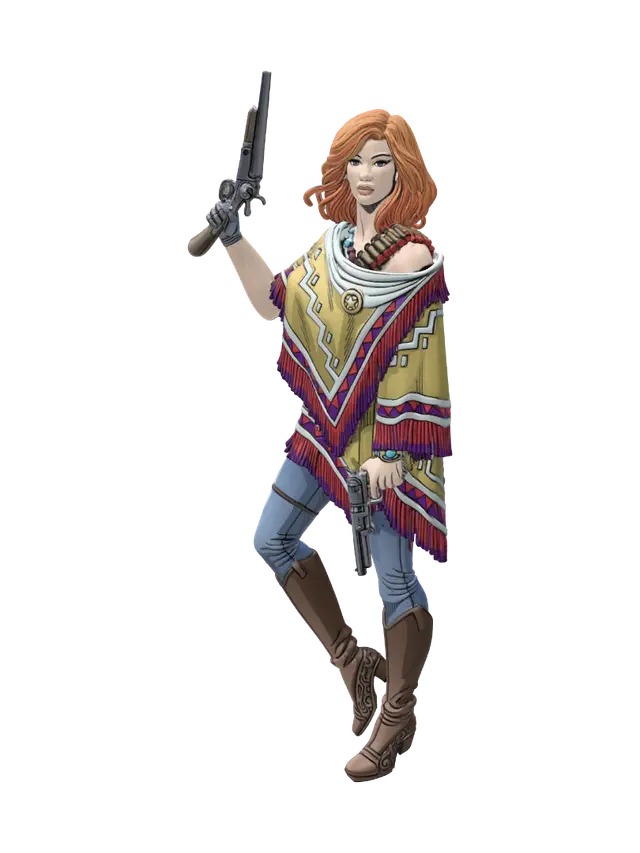 FireHair - Dakota Warrior - Frontier 3D model, vytvořený pomocí AI