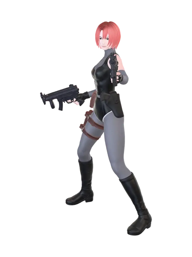 Crimson operative - Agent 3D model, vytvořený pomocí AI