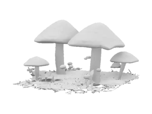 3D model for A beautiful mushroom garden with a tiny beautiful fairy sitting in the middle round base , #garden#,  